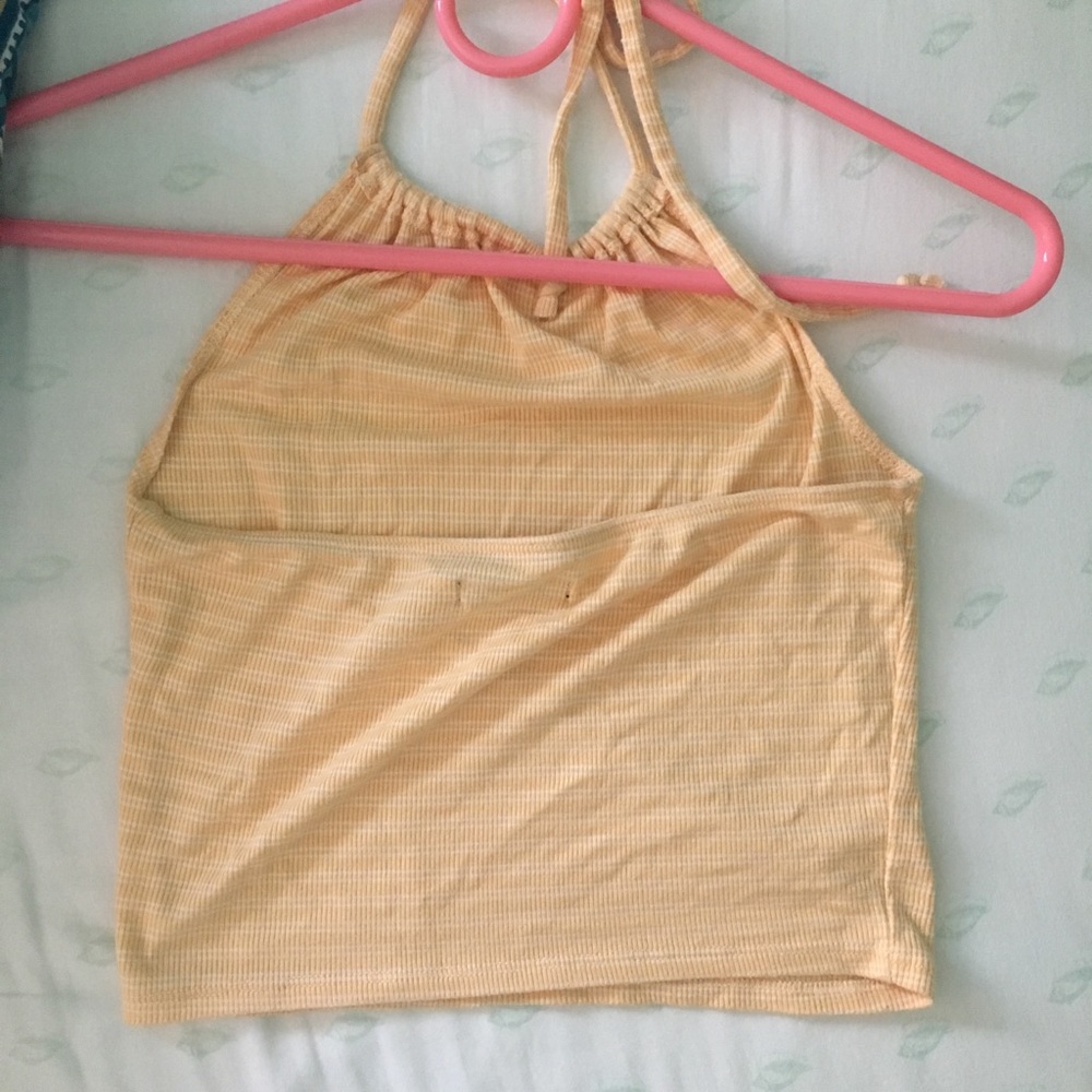 yellow and white striped summer top